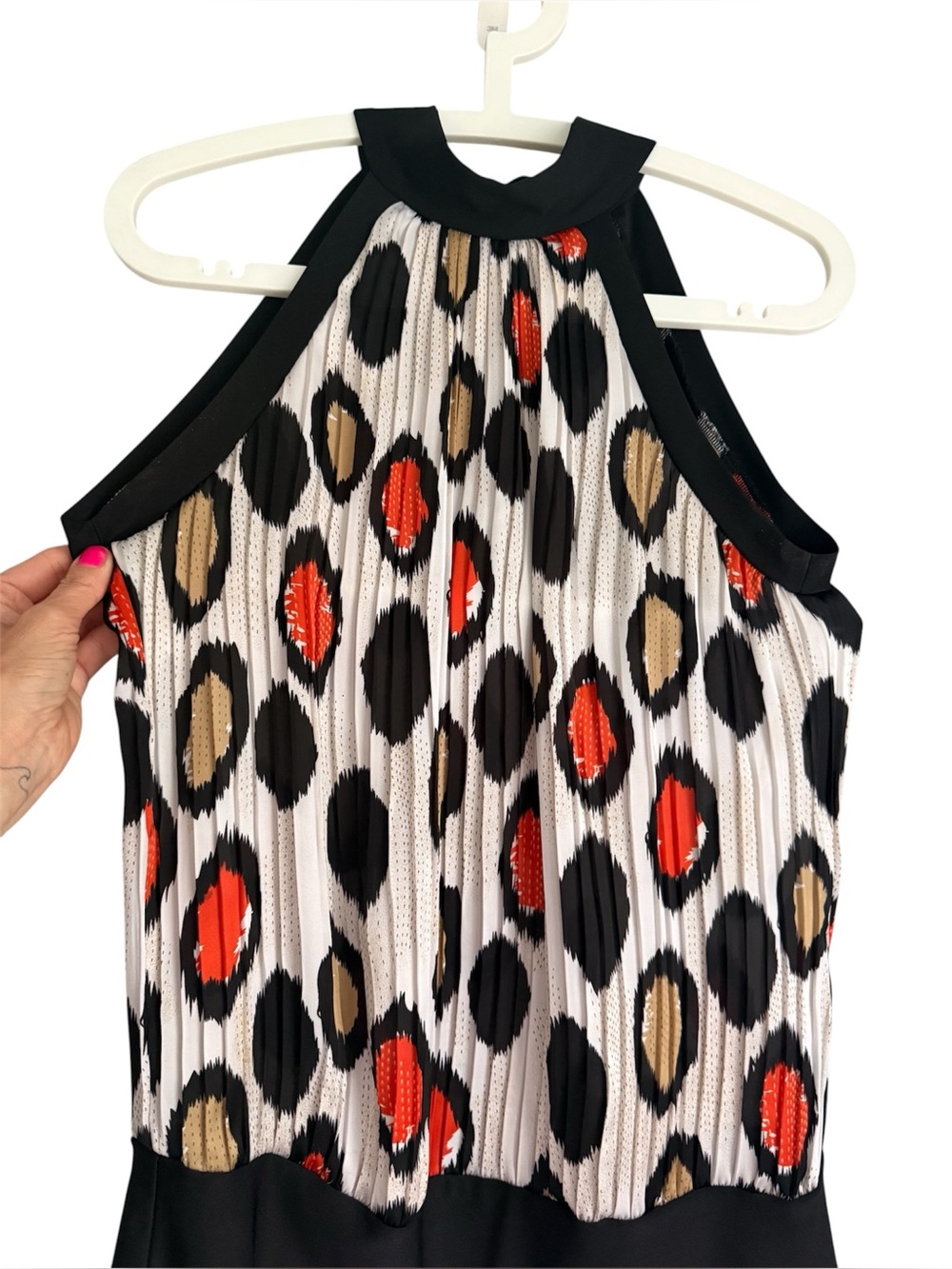 Essentials Black, White & Orange Printed Blouse s. S Halter style